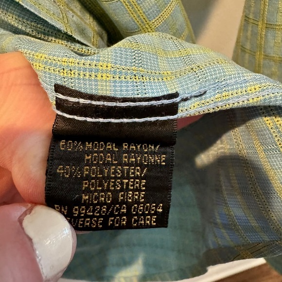 Bugatchi Uomo Flip Cuff Dress Shirt Plaid Long Sleeve Button Up Size L - Picture 11 of 11